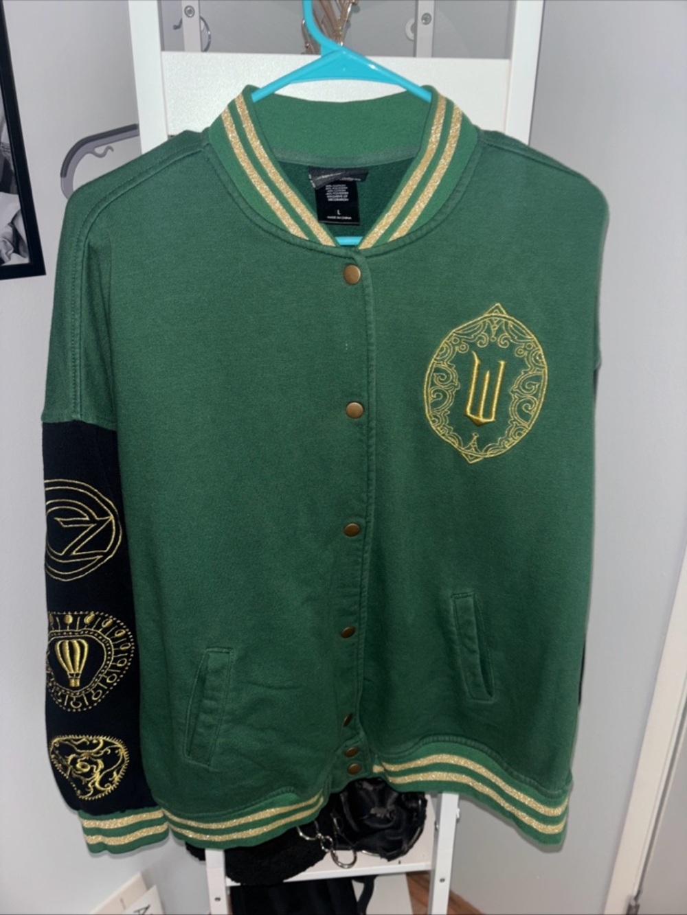 WICKED Universal studios Green & Gold Bomber Jacket